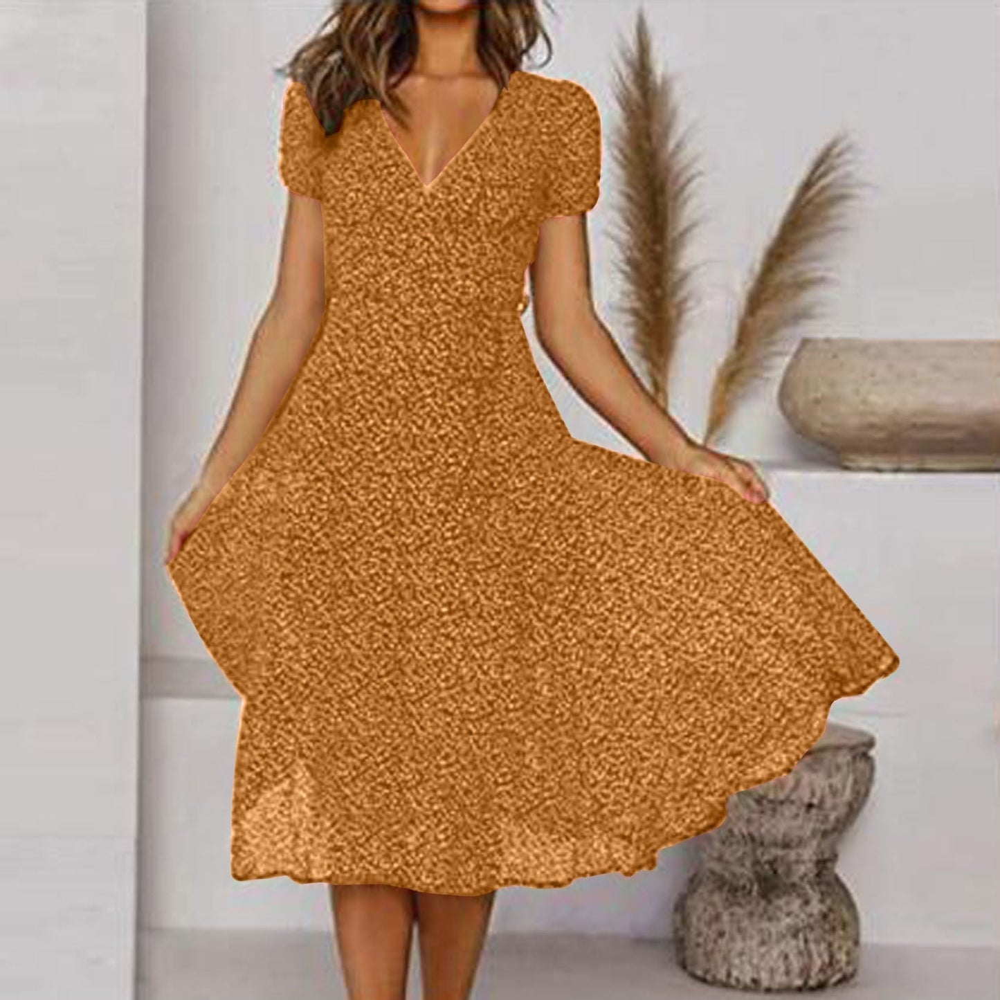CD | Rochie midi cu decolteu în V