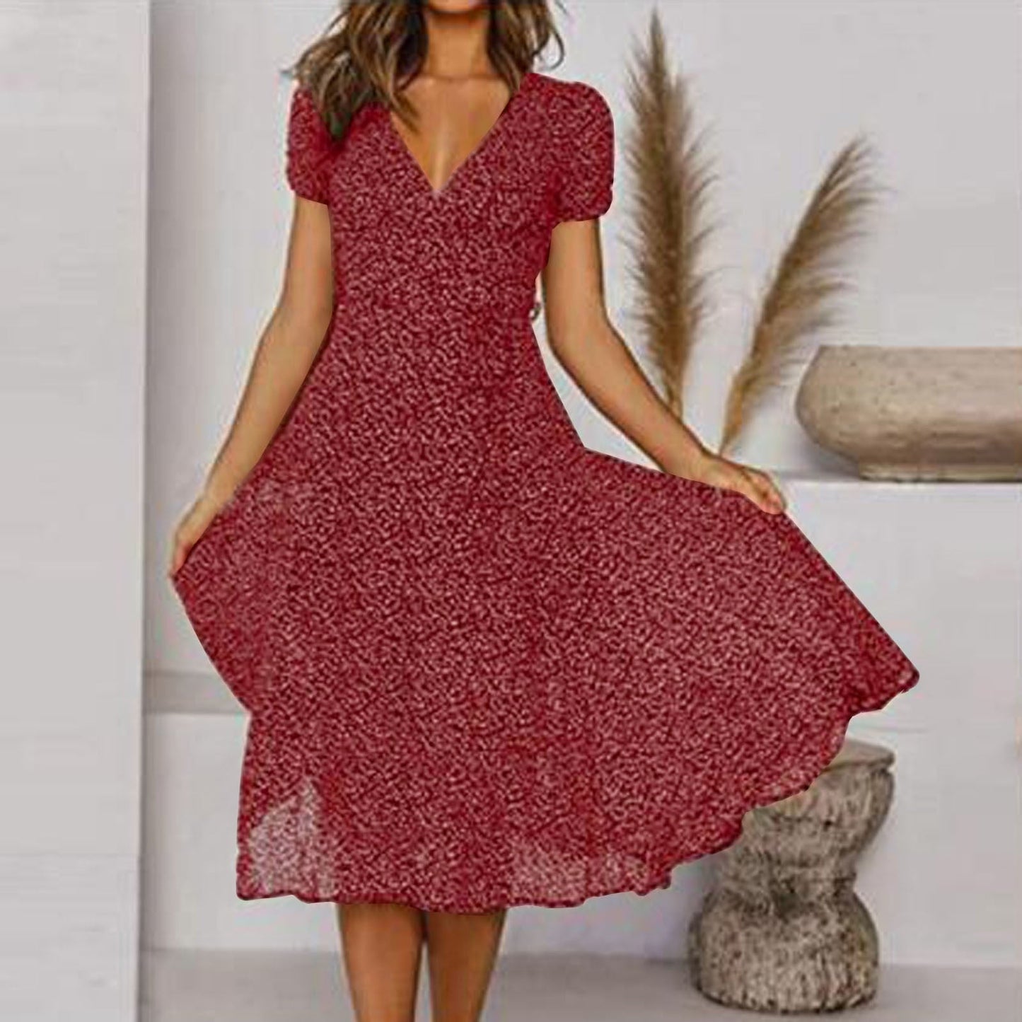 CD | Rochie midi cu decolteu în V