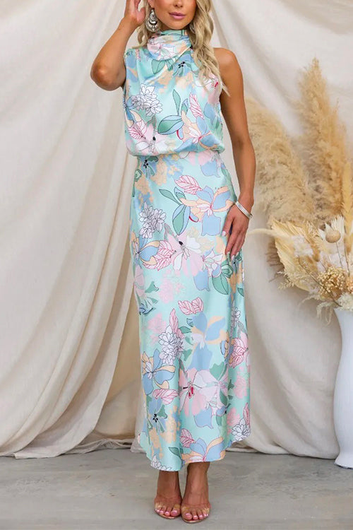 CD | Regular Rochie maxi mulată din satin cu model floral