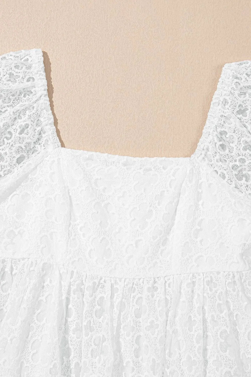 CD | Rochie mini cu mâneci bufante de dantelă și talie imperială