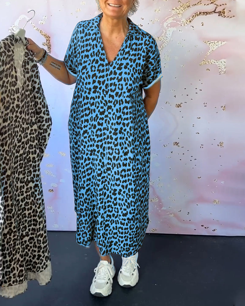 CD - Rochie cu decolteu în V cu imprimeu leopard