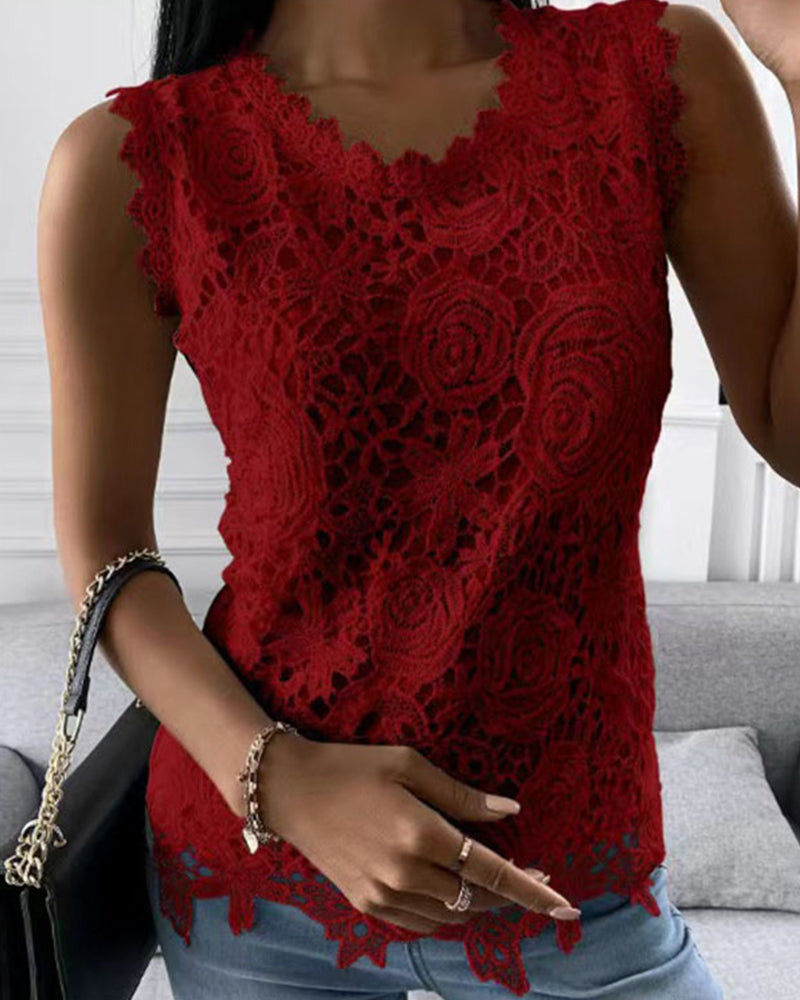 CD | Tank top elegant, simplu, cu dantelă