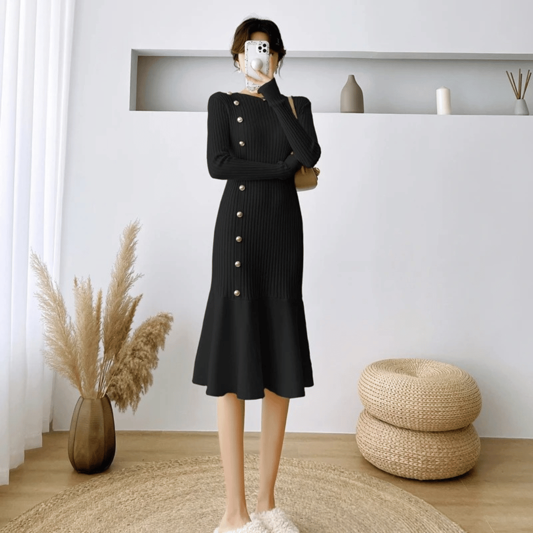 CD | rochie midi elegantă cu nervuri pentru femei