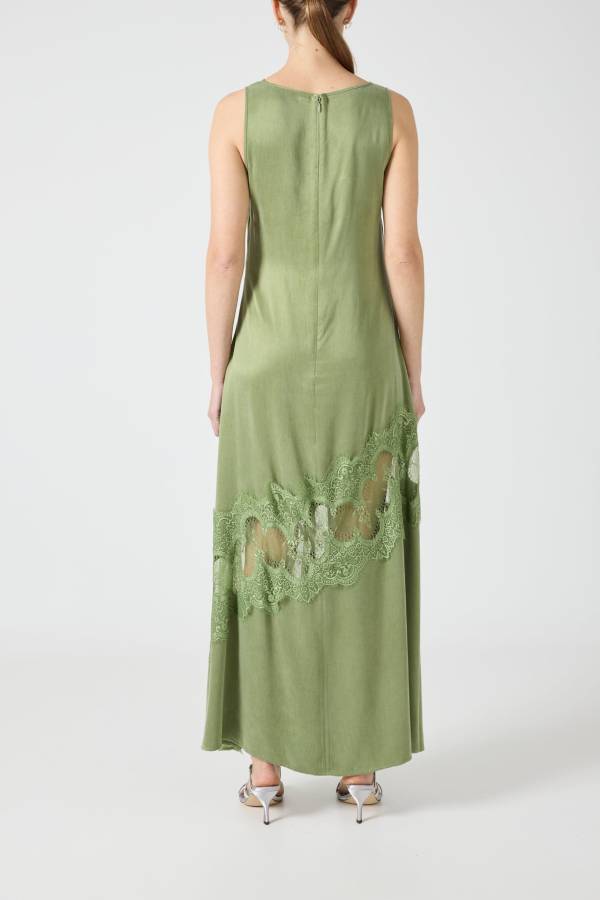 CD | Pretty Soul satin dantelă trim largă decolteu neregulate tiv fantă rochie maxi