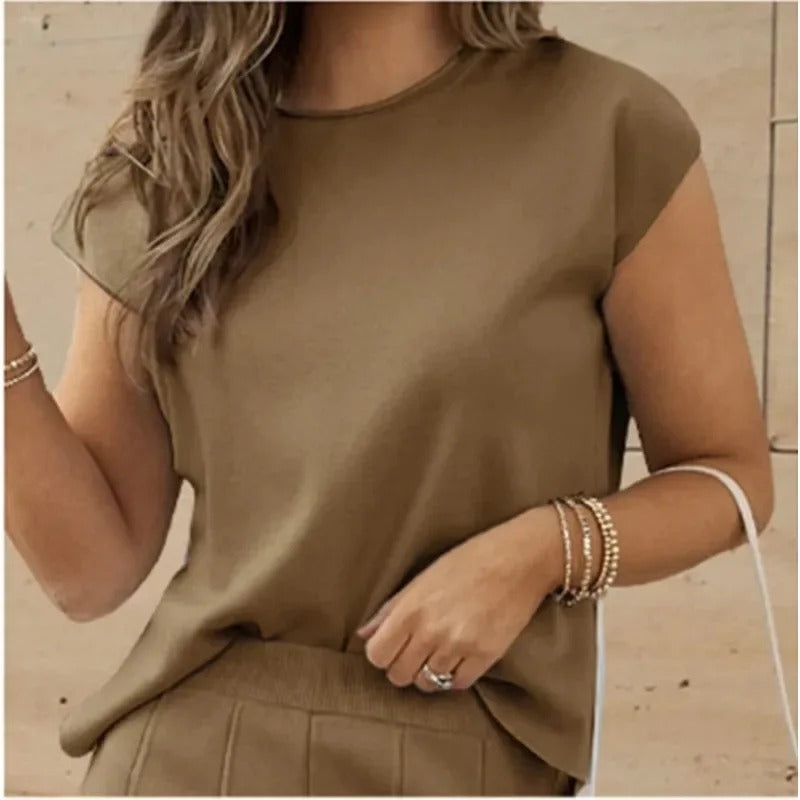 CD | MW - Set elegant din două piese cu pantaloni largi și tricou