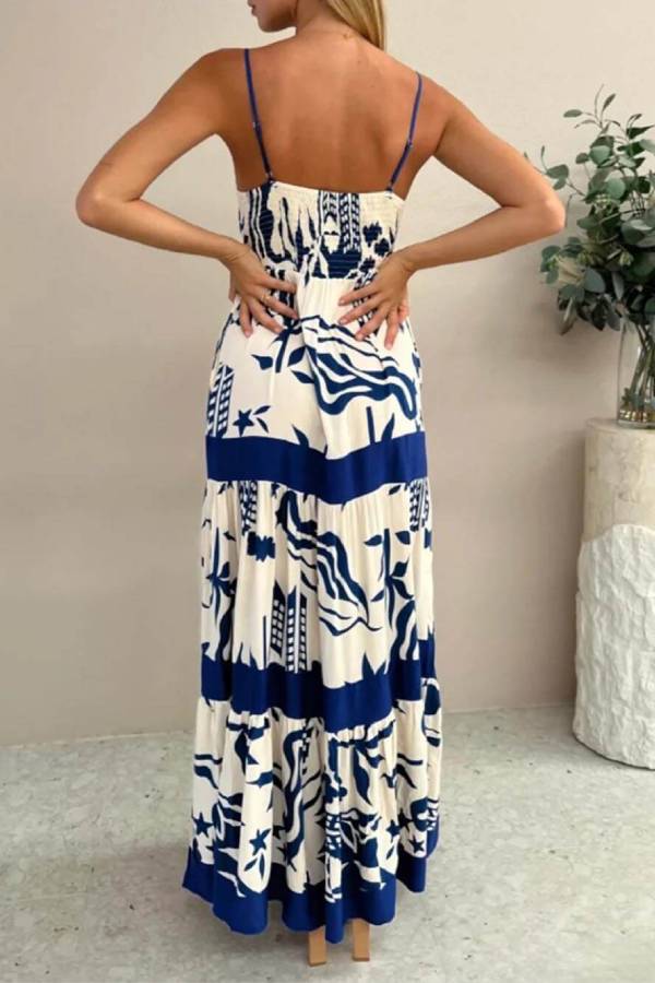 CD | Rochie maxi elegantă cu volane și imprimeu floral