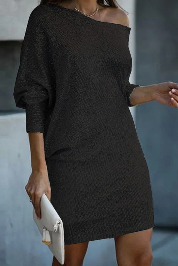 CD | Solid paiete Off-shoulder vrac Mini rochie