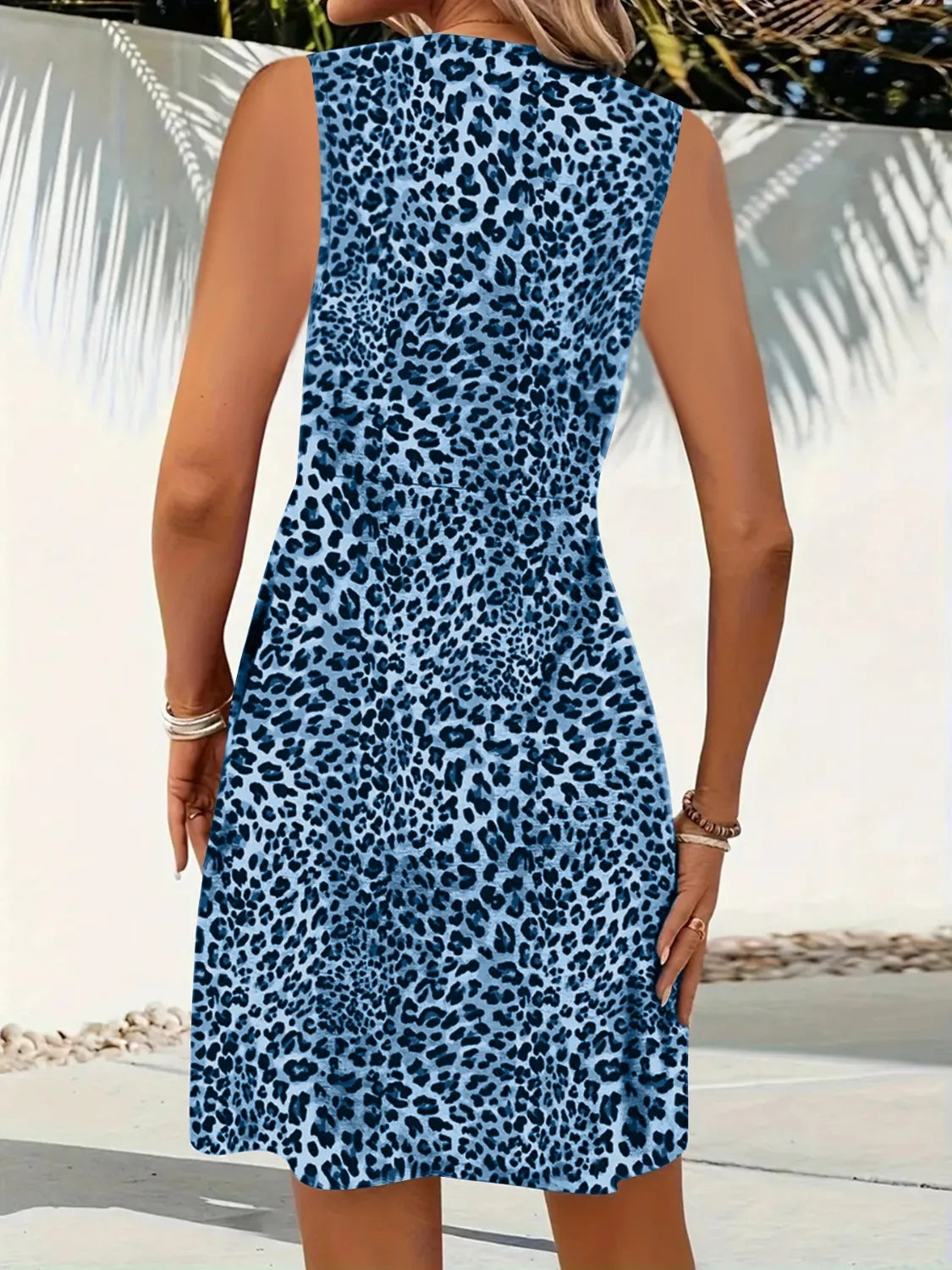 CD | Leopard Mini rochie fără mâneci cu decolteu în V