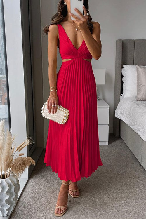 CD | Rochie midi elegantă din satin plisat
