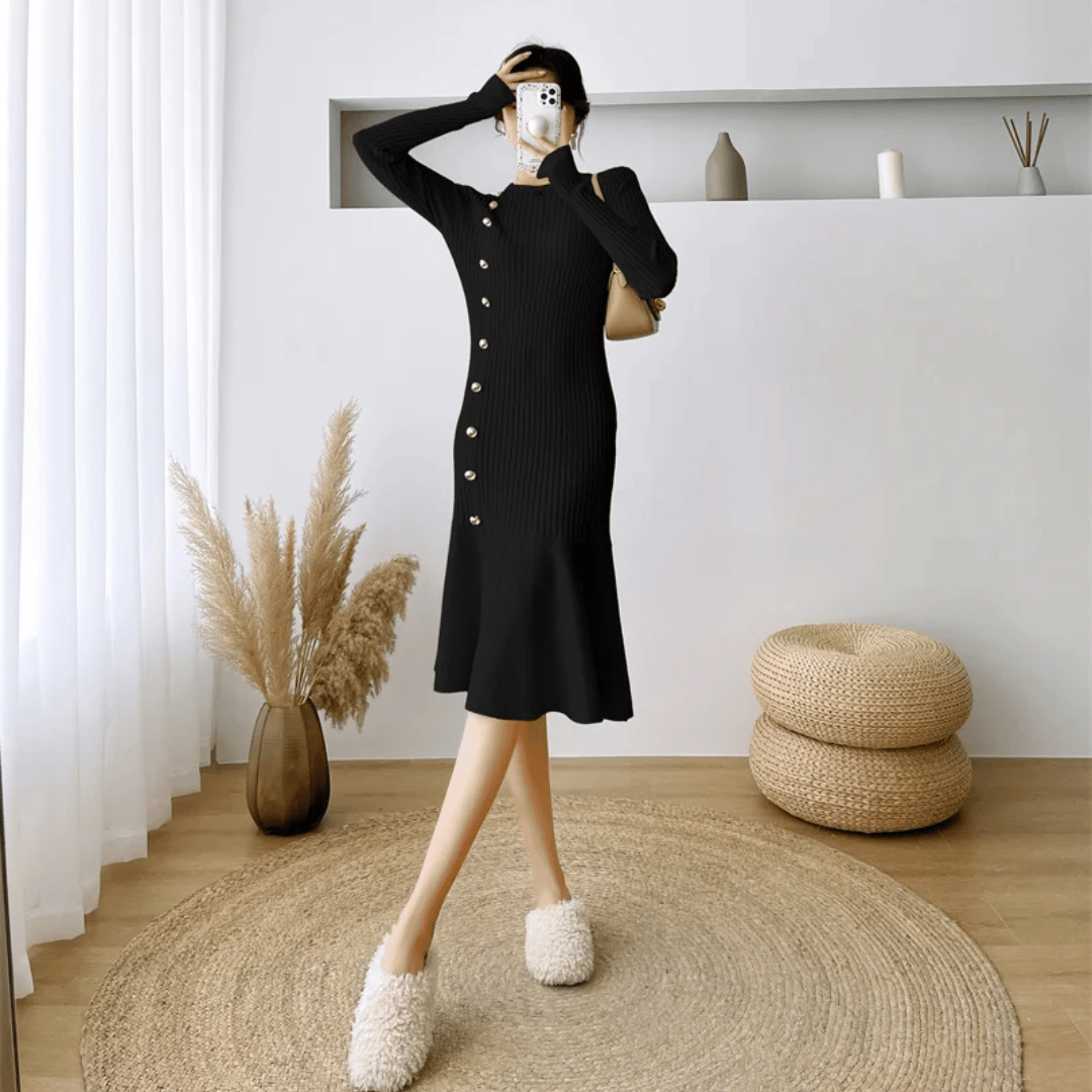 CD | rochie midi elegantă cu nervuri pentru femei