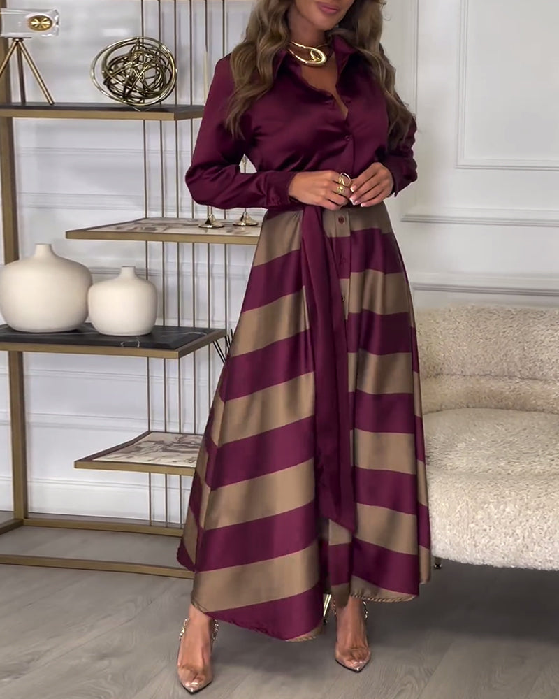 CD | Rochie maxi elegantă cu dungi