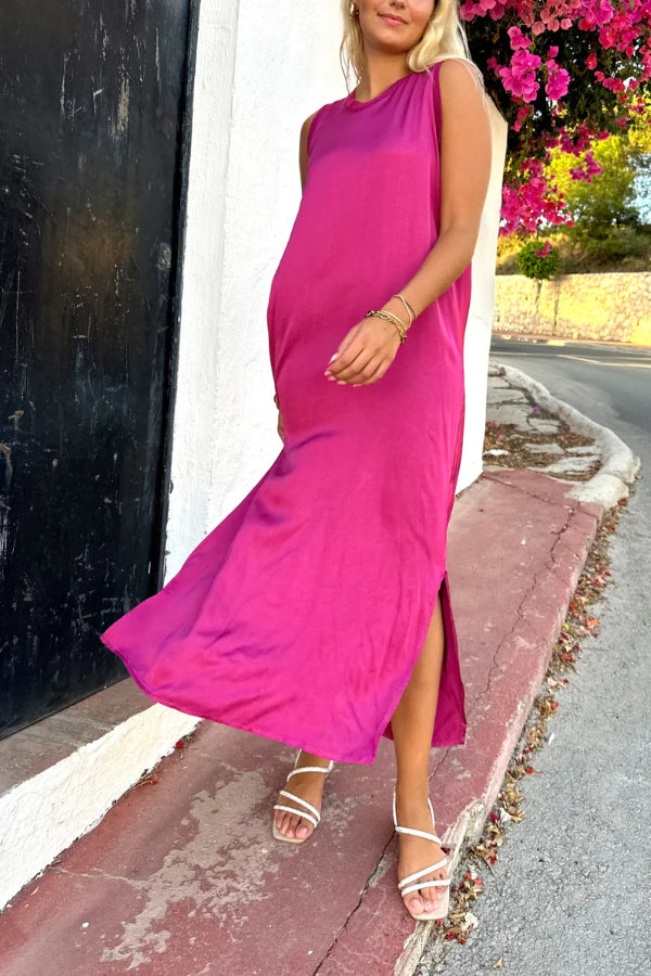 CD | Rochie midi din satin cu cusătură detaliată