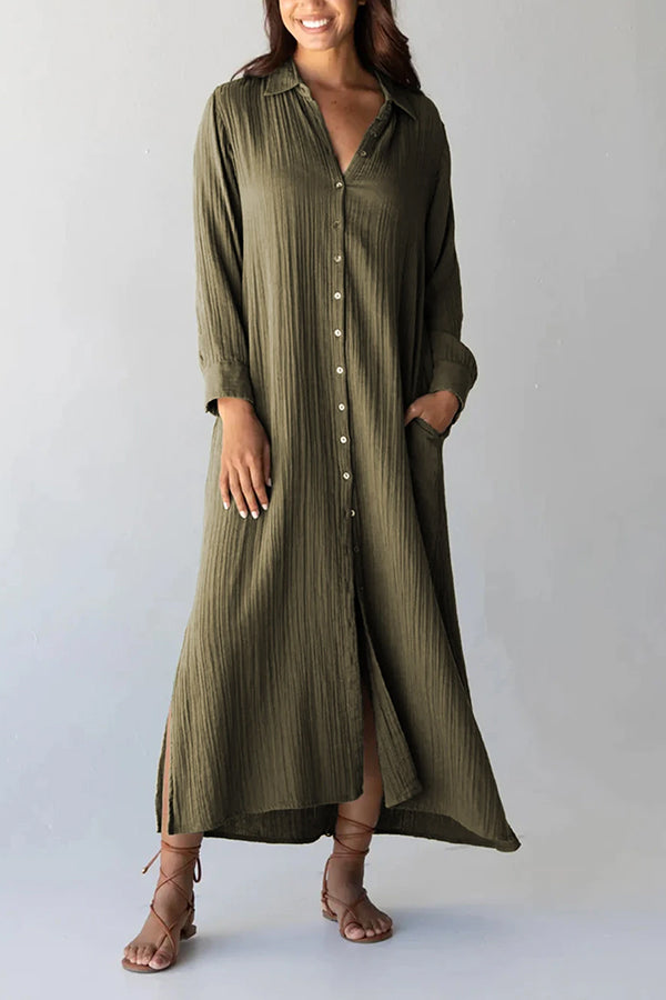 CD | Verde Rochie maxi încrețită, cu fantă laterală, largă