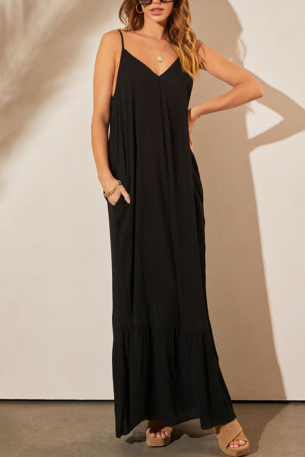 CD | KIMONIE Rochie maxi monocoloră cu buzunar
