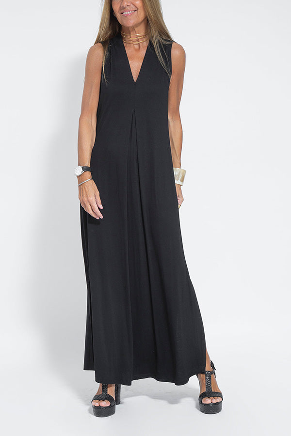 CD | Elegant este pentru totdeauna tricot culoare solidă fără mâneci fantă rochie maxi