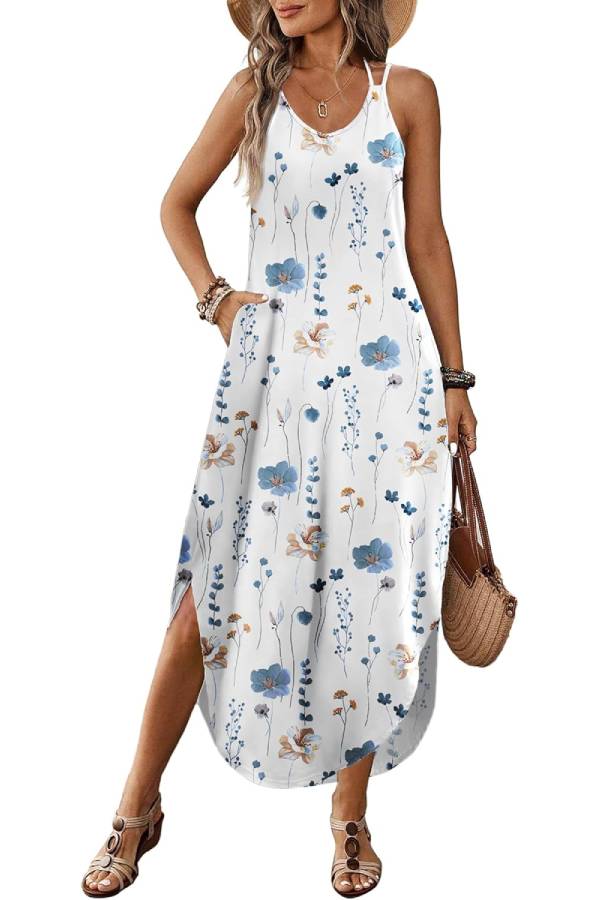 CD | Casual V-neck halter fantă boemă plajă resort rochie maxi