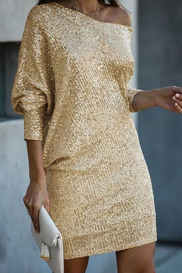 CD | Solid paiete Off-shoulder vrac Mini rochie