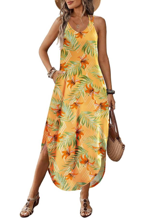 CD | Casual V-neck halter fantă boemă plajă resort rochie maxi