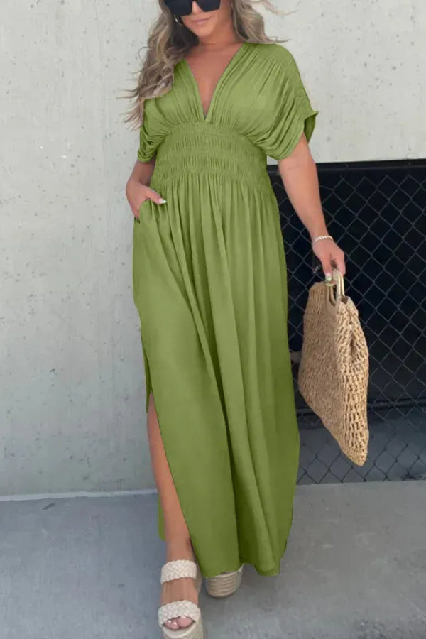 CD | SLIT V-NECK EFFORTLESS MAXI ROCHIE LUNGĂ (CUMPĂRARE 2 TRANSPORT GRATUIT)
