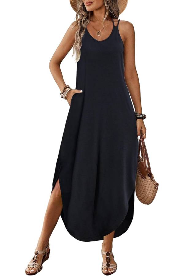 CD | Casual V-neck halter fantă boemă plajă resort rochie maxi