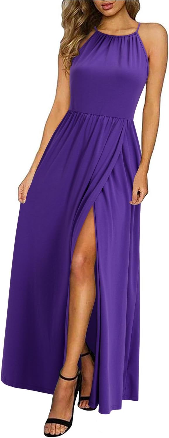 CD | Halter rochie maxi cu tăietură
