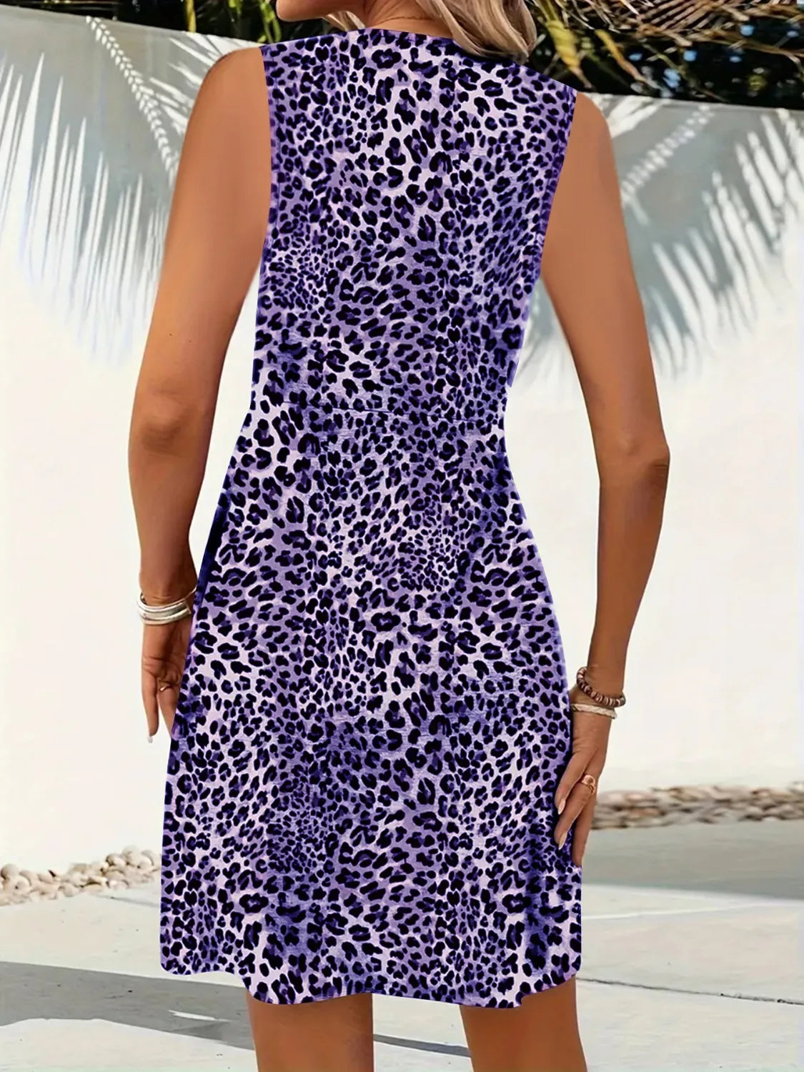CD | Leopard Mini rochie fără mâneci cu decolteu în V