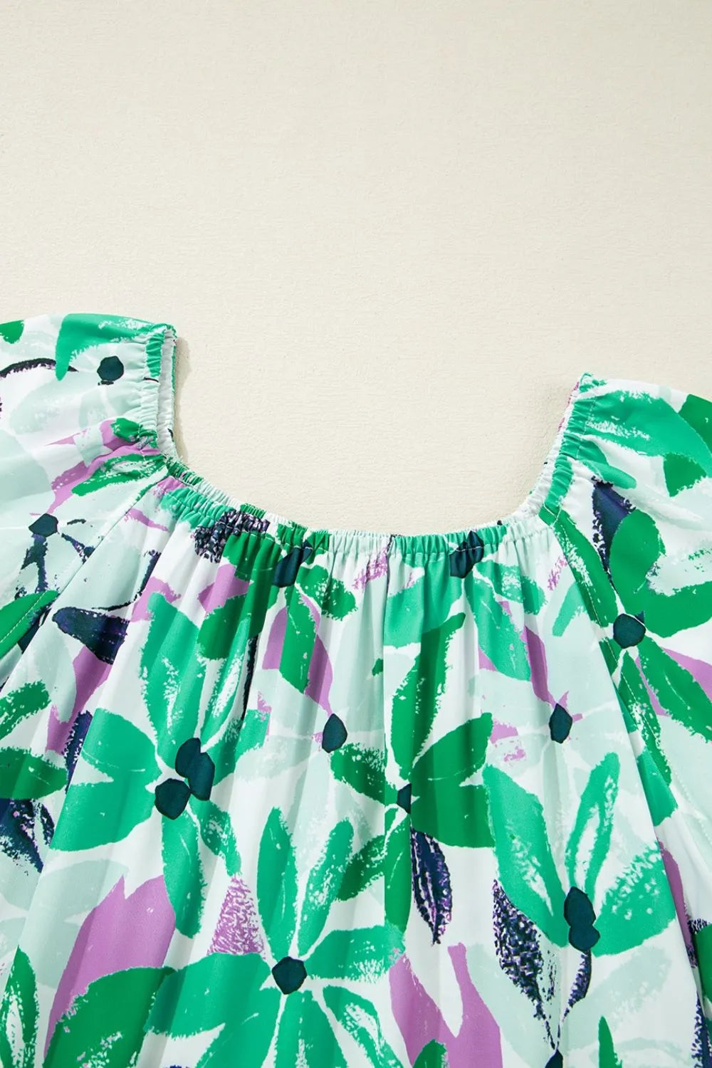 CD | Floral Print Gathered pătrat decolteu Loose-fit rochie mini