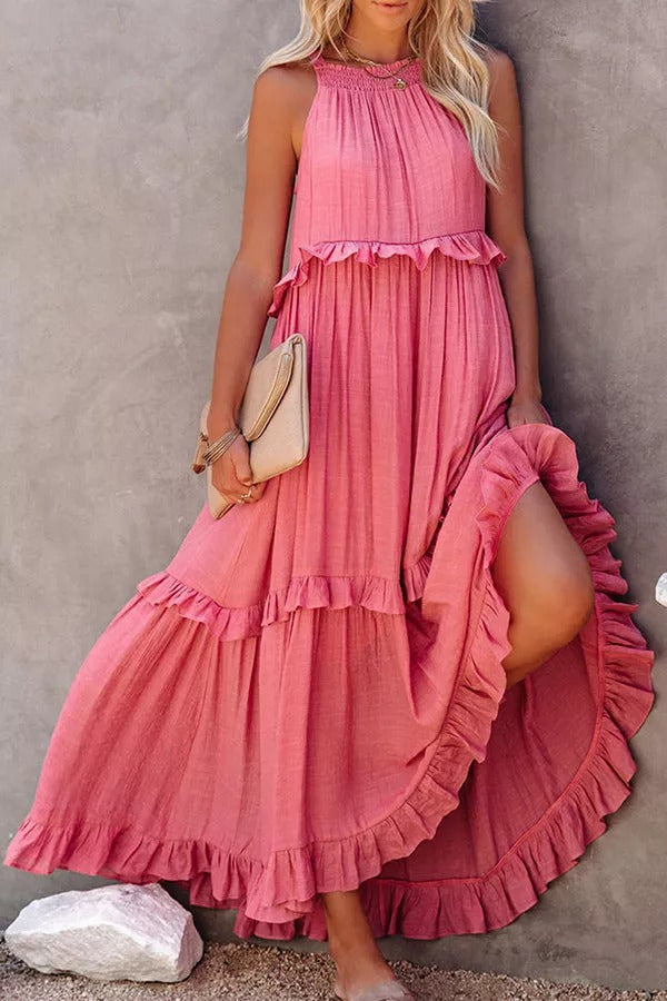 CD | Vittoria Rochie maxi halter cu volane