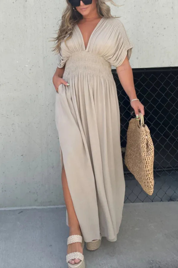 CD | SLIT V-NECK EFFORTLESS MAXI ROCHIE LUNGĂ (CUMPĂRARE 2 TRANSPORT GRATUIT)