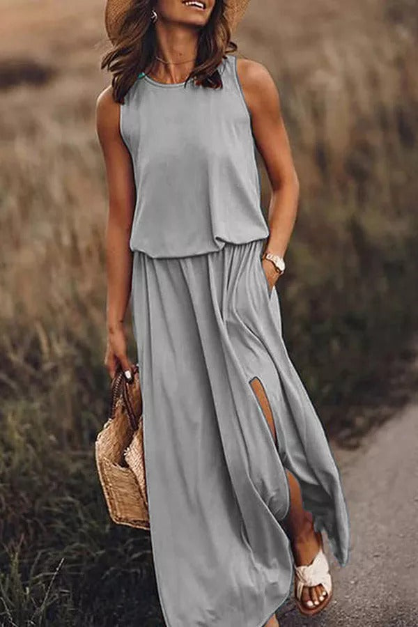 CD | Giselle Rochie maxi cu croială lejeră și crăpătură