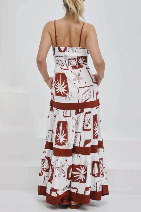 CD | Rochie maxi elegantă cu volane și imprimeu floral