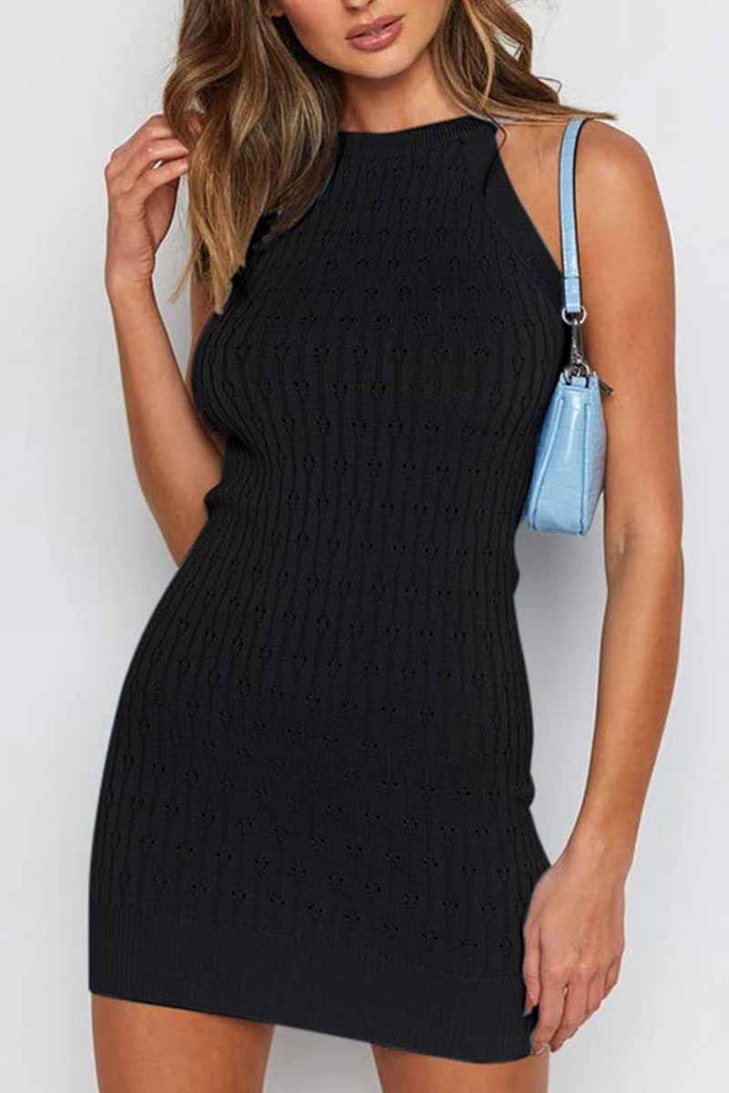 CD | Rochie mini din tricot cu nervuri