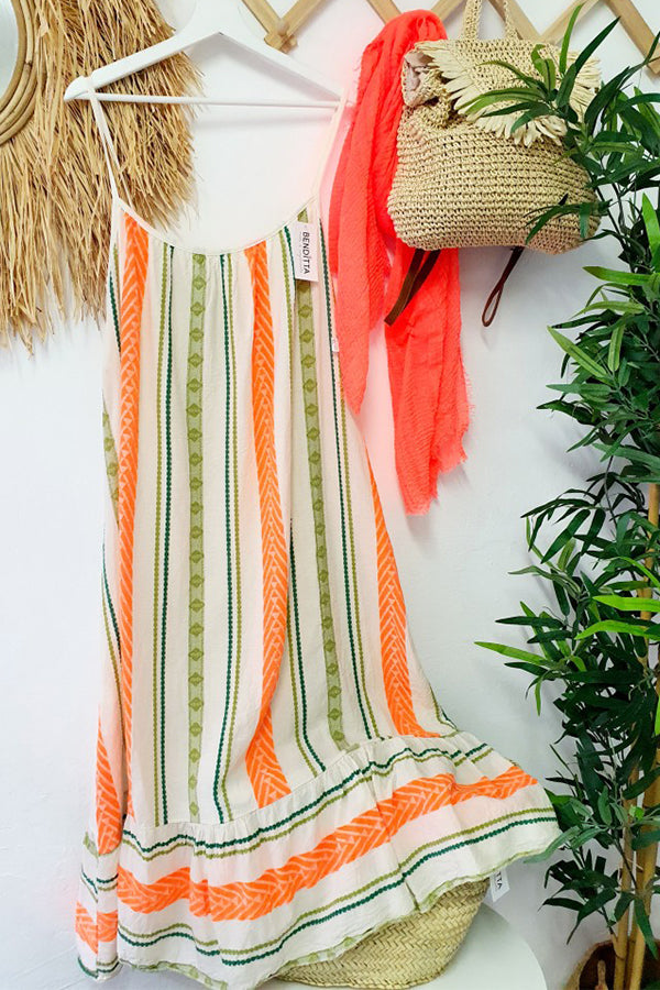 CD | Happy Sunday Amestec de in imprimare etnică A-line cami rochie maxi