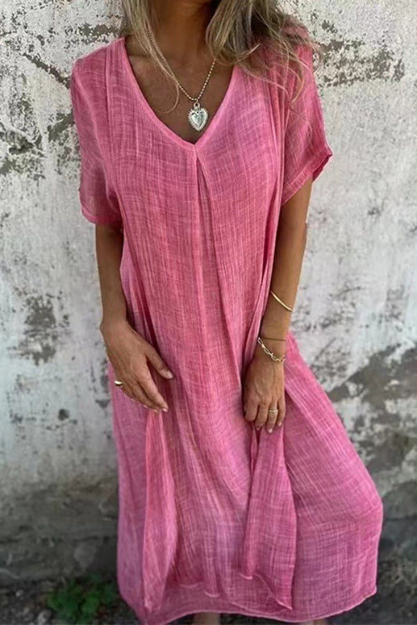 CD | V-neck vrac se potrivesc bumbac in rochie midi