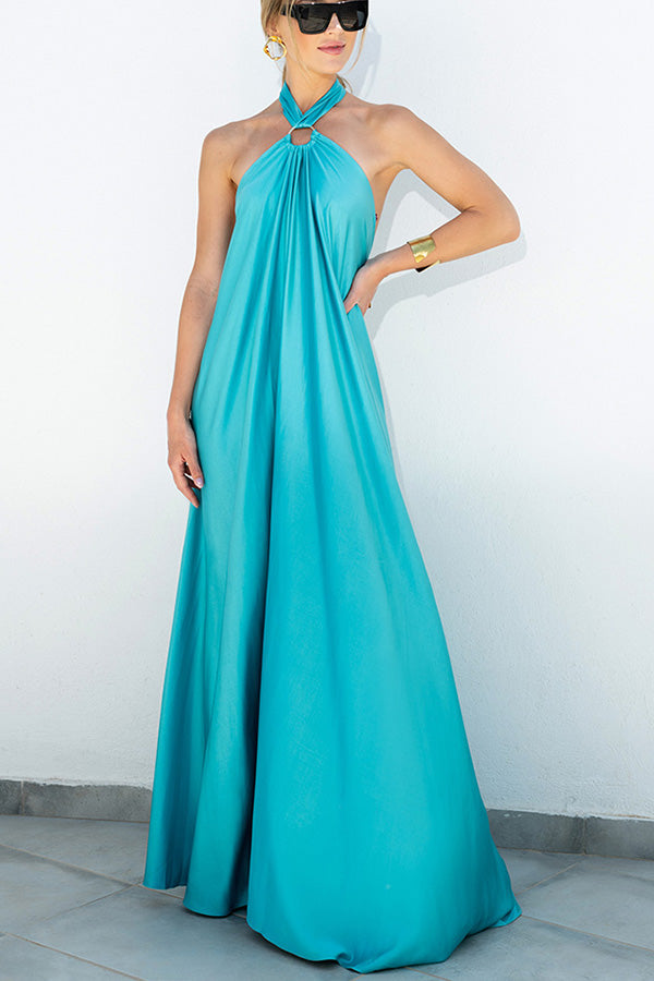CD | Elegant și fabulos satin halter backless partid / vocație rochie maxi