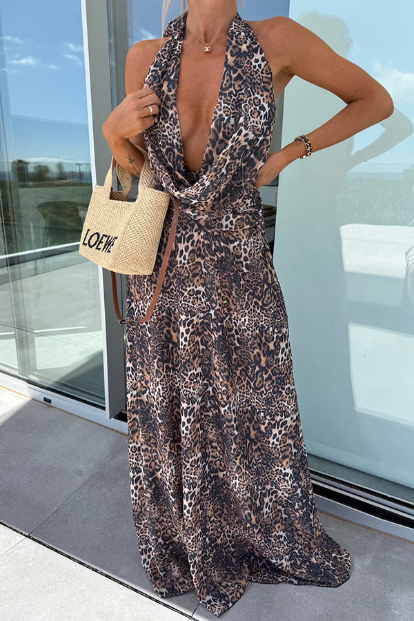 CD | Sexy fără mâneci fără spate halterneck dantelă rochie maxi