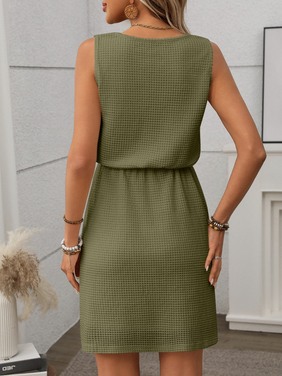 CD | Waffle tricotate mini rochie rezervor cu cordon