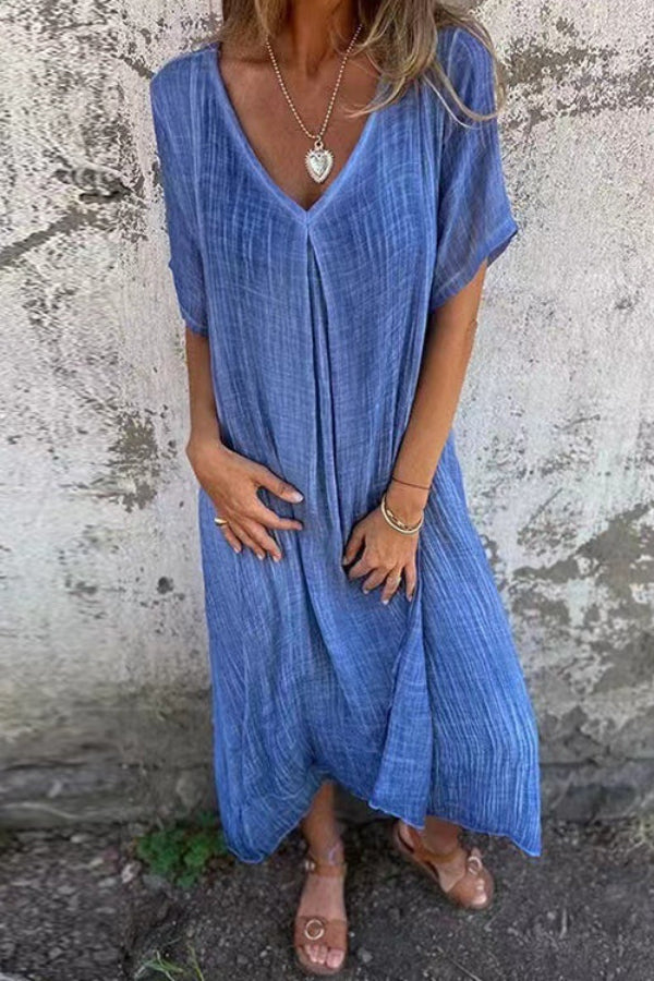 CD | V-neck vrac se potrivesc bumbac in rochie midi