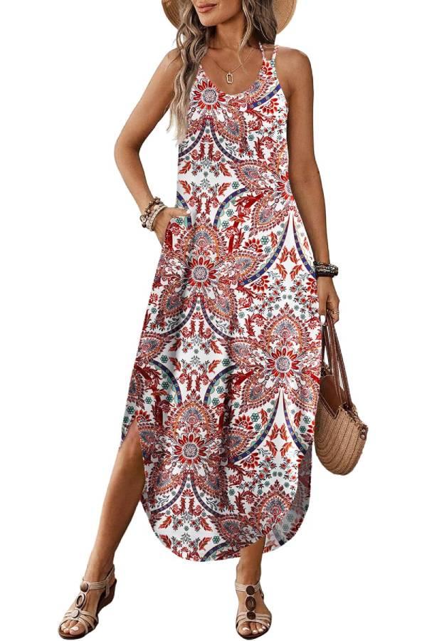 CD | Casual V-neck halter fantă boemă plajă resort rochie maxi