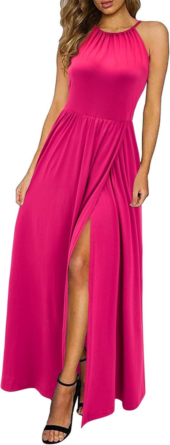 CD | Halter rochie maxi cu tăietură