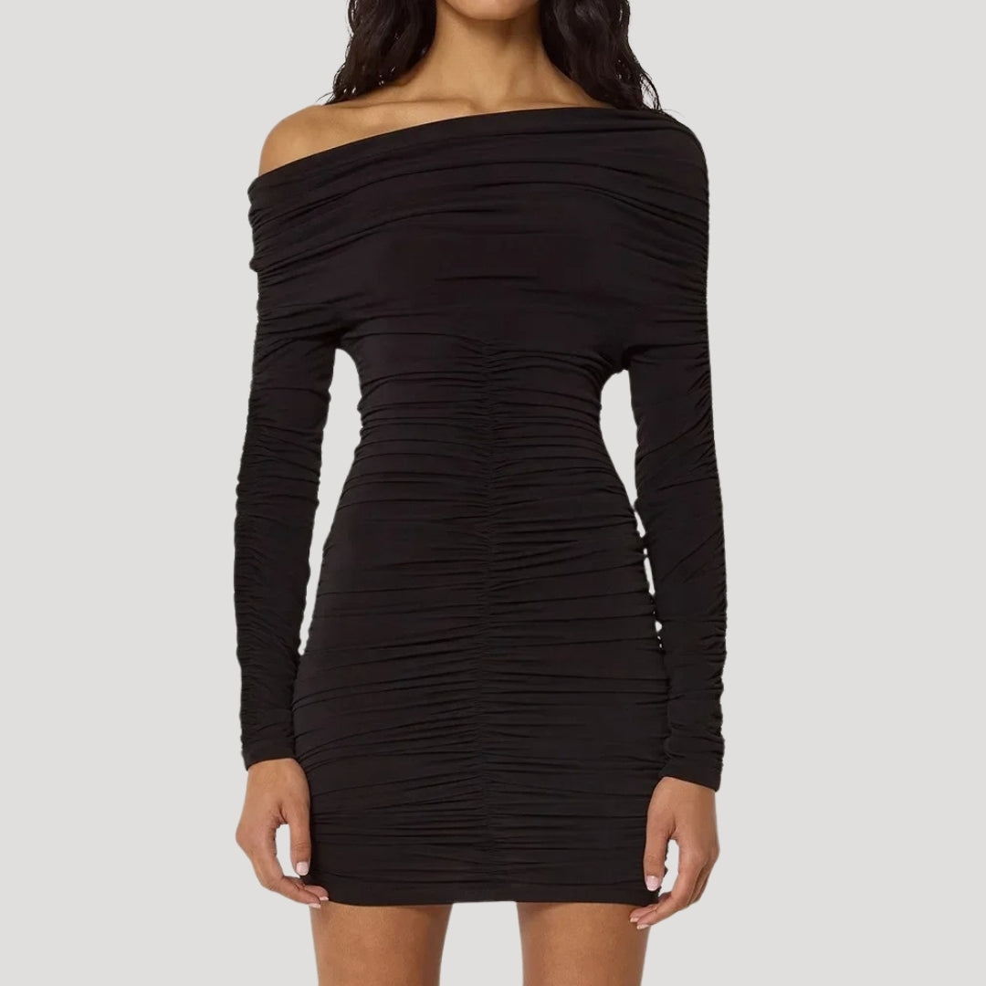 CD | Femeii off-the-shoulder bodycon rochie mini cu volane