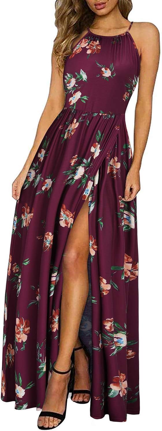 CD | Halter rochie maxi cu tăietură