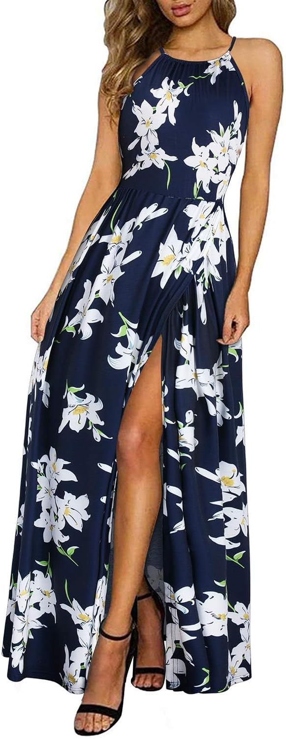 CD | Halter rochie maxi cu tăietură