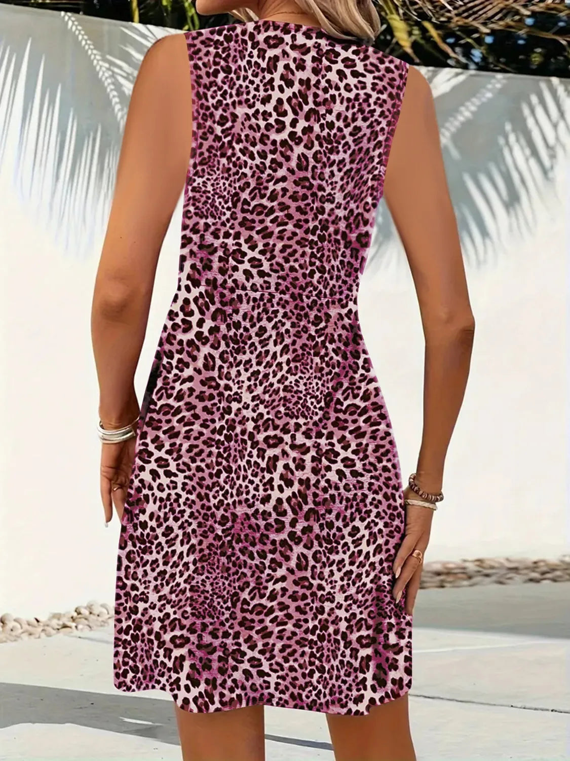 CD | Leopard Mini rochie fără mâneci cu decolteu în V
