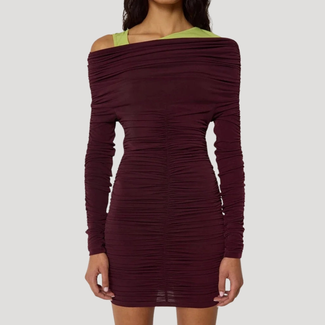 CD | Femeii off-the-shoulder bodycon rochie mini cu volane