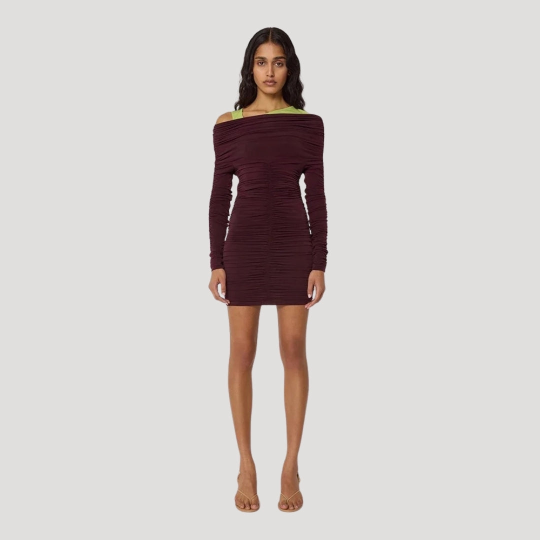 CD | Femeii off-the-shoulder bodycon rochie mini cu volane