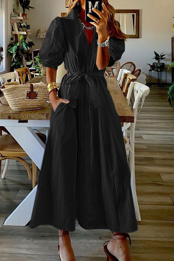 CD | Vintage buzunar cămașă rochie midi