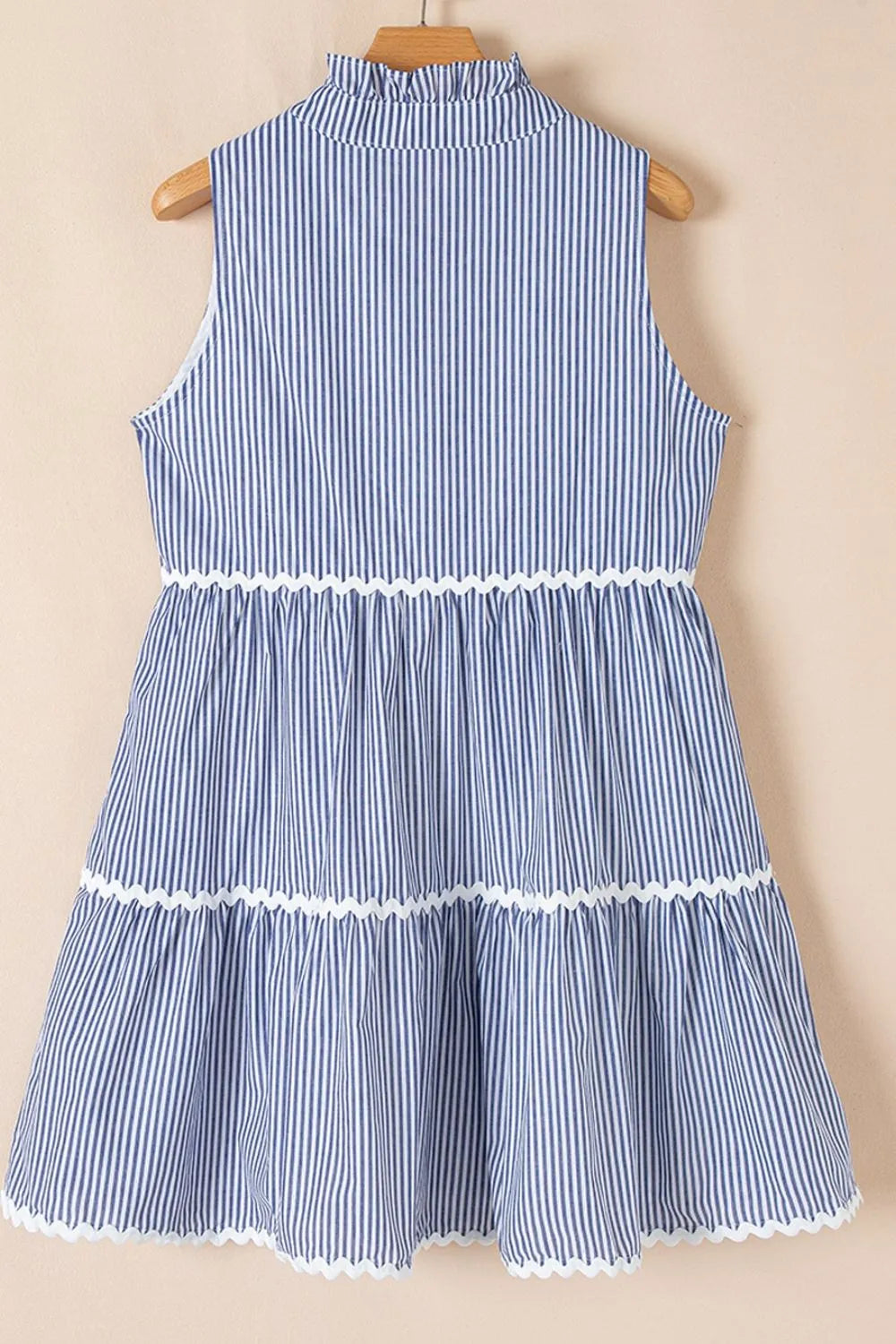 CD | Stripe Rochie mini fără mâneci, cu ric rac crestat
