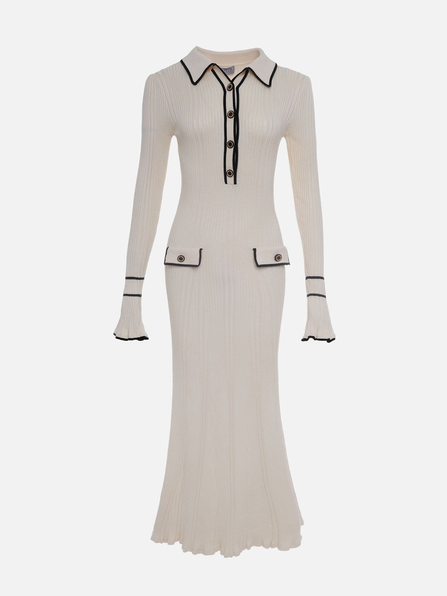 CD | Rochie maxi din tricot cu nervuri