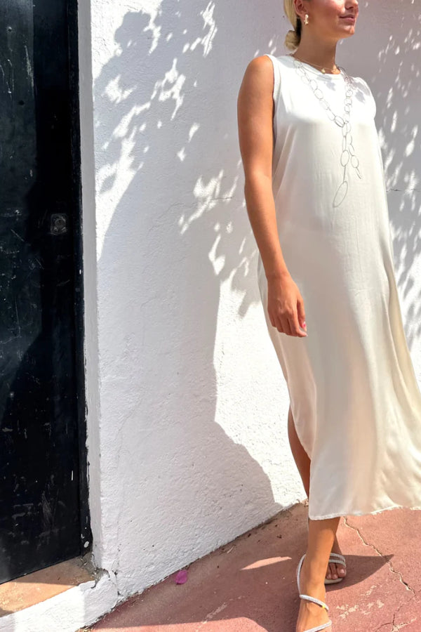 CD | Rochie midi din satin cu cusătură detaliată